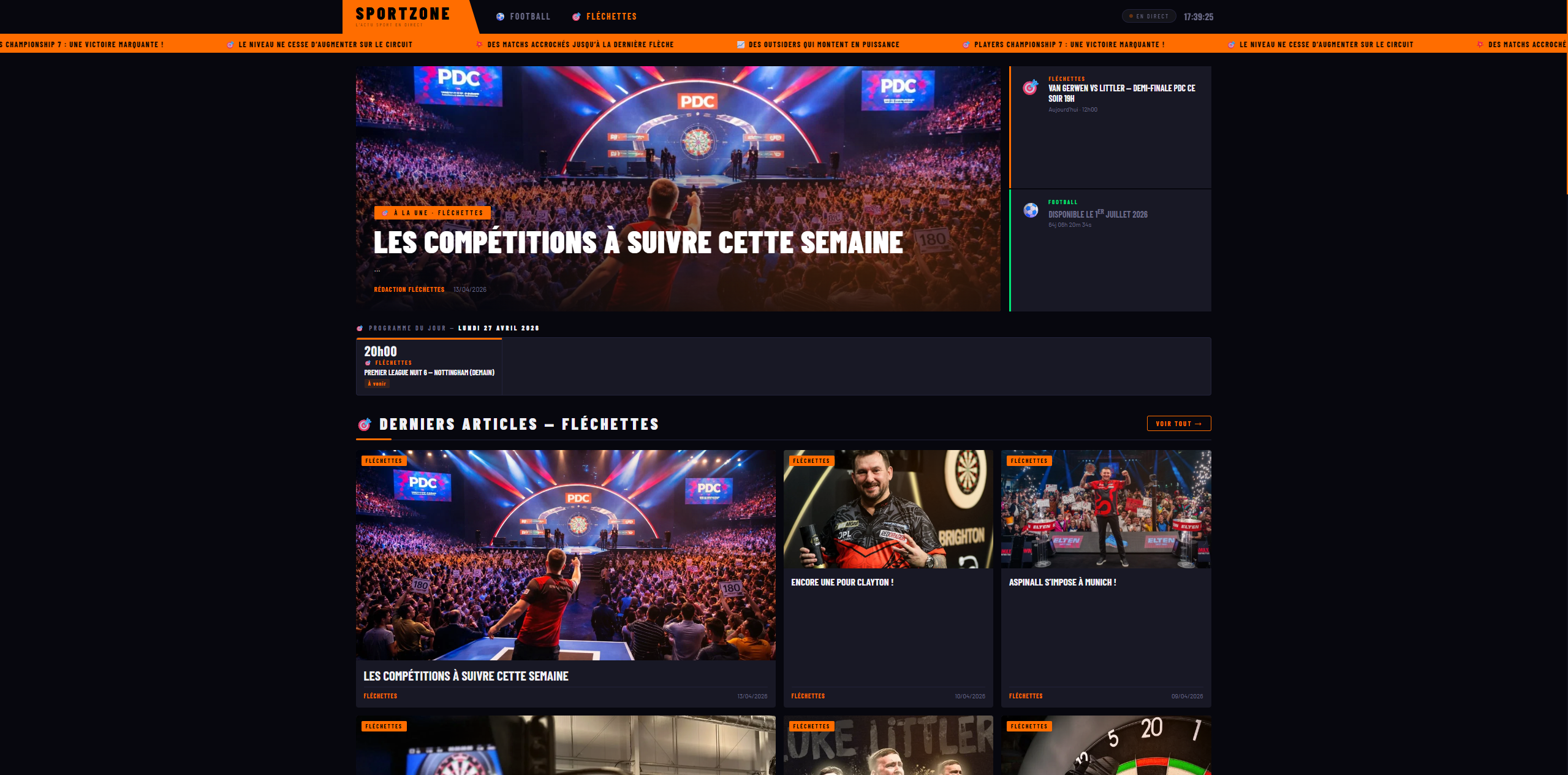 Site web Sport Zone réalisé par Spark — création site internet professionnel France